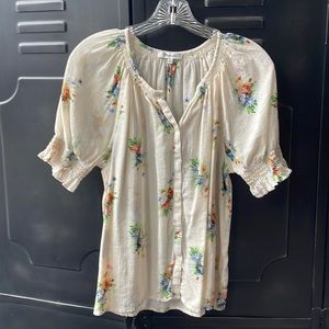 Madewell Floral Cotton Gauze Peasant Top, Sz M